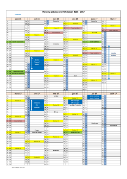 planning de la saison 2016-2017