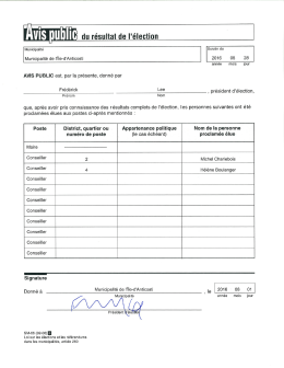 Avis public du r&eacute;sultat d`&eacute;lection - Municipalit&eacute; de L`&Icirc;le