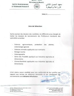 Avis de sélection des candidats pour les postes des professeurs