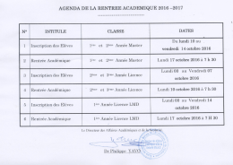 T&eacute;l&eacute;charger le calendrier de la rentr&eacute;e acad&eacute;mique 2016