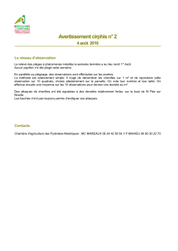 Avertissement cirphis n° 2 - Chambre d\`agriculture des Pyrénées