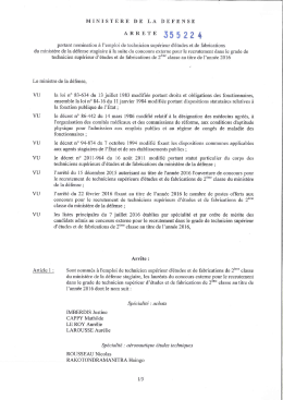 Concours externe d`accès au corps des TSEF (TSEF2)