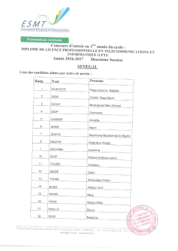 Page 1 Eswr École supérieure Multinationale des