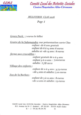 Page 1 Comité Localdes Activités Sociales Centre Hospitalier Alès