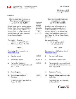 Revised Agenda for August 17-18, 2016 Commission Meeting