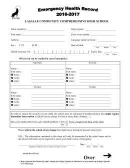 Emergency Health Record - LaSalle Community Comprehensive