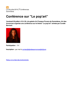 Conférence sur "Le pop`art"