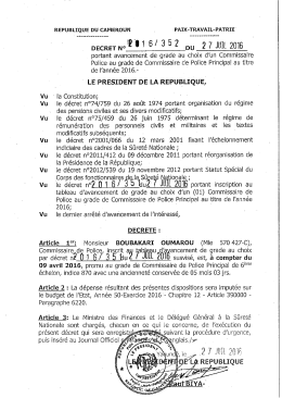 Commissaire de Police Principal - D&eacute;l&eacute;gation G&eacute;n&eacute;rale &agrave; la S&ucirc;ret&eacute;