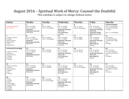 August Schedule - Saint Mary of Sorrows