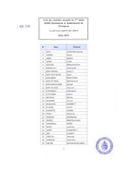 Liste des candidats acceptés en 1ère année MOME 2016-2017