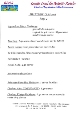 Page 1 Comité Localdes Activités Sociales Centre Hospitalier Alès