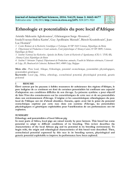 Ethnologie et potentialités du porc local d`Afrique