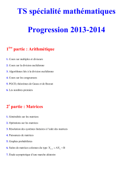 TS spécialité mathématiques Progression 2013