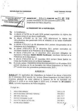 Inspecteurs de Police stagiaires - D&eacute;l&eacute;gation G&eacute;n&eacute;rale &agrave; la S&ucirc;ret&eacute;