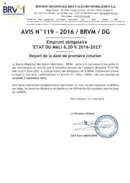 ETAT DU MALI 6,20% 2016-2023