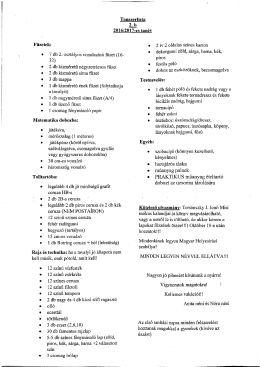 Tanszerlista 2.b