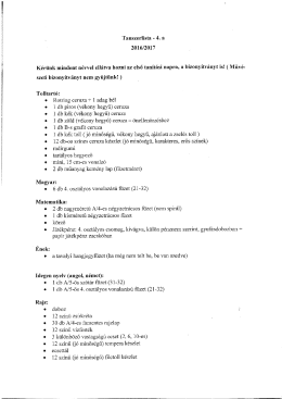 Tanszerlista 4.a