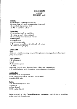 Tanszerlista 4.b