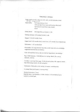 Tanszerlista 7.évfolyam
