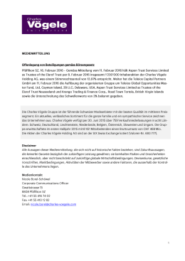 MEDIENMITTEILUNG Disclaimer