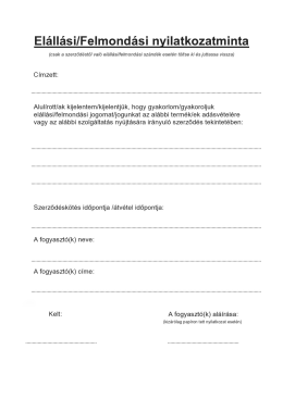 Page 1 Elállási/Felmondási nyilatkozatminta (csak a szerződéstől
