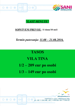 TASOS VILA TINA 1/2 – 209 eur po osobi 1/3 – 149 eur