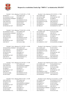 Raspored sa rezultatima Zonske lige "DRINA" za takmicarsku 2016