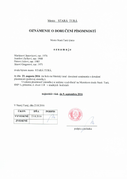 oznámenie o doručení písomností - Janovic, Zaťko