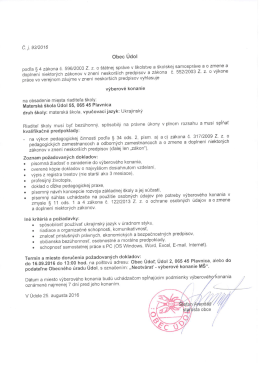 Výberové konanie na obsadenie miesta riaditeľa