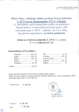 Vyhl&aacute;&scaron;en&iacute; z&aacute;měru o prodeji bytov&eacute; jednotky
