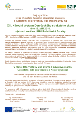 Pozvánka na „XIII. Národní výstavu Den českého strakatého skotu“