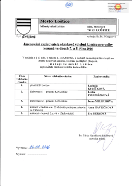 Jmenování zapisovatele okrskové volební komise pro volby konané