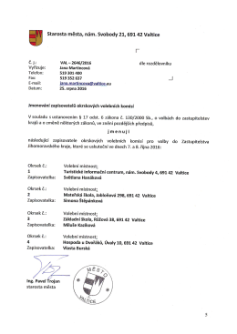 Jmenov&aacute;n&iacute; zapisovatelů okrskov&yacute;ch volebn&iacute;ch komis&iacute;