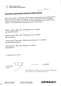 Evid.č. 81/2016: Jmenov&aacute;n&iacute; zapisovatele okrskov&eacute; volebn&iacute; komise v