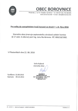 Page 1 OBEC BOROVNICE Přestavlky 1, 517 41 Kostelec nad Orlicí