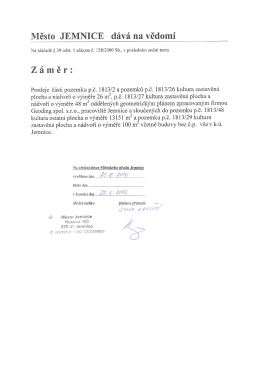 Záměr prodeje částí pozemků