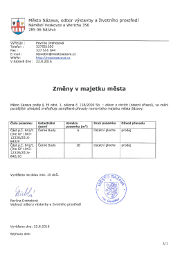 Změny v majetku města