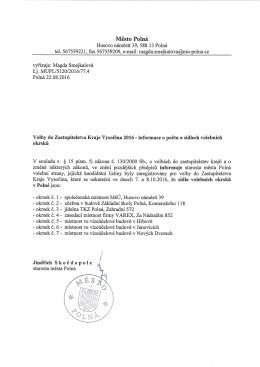 informace o počtu a sídlech volebních okrsků