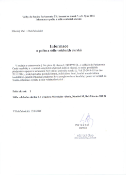 informace o počtu a sídle volebních okrsků