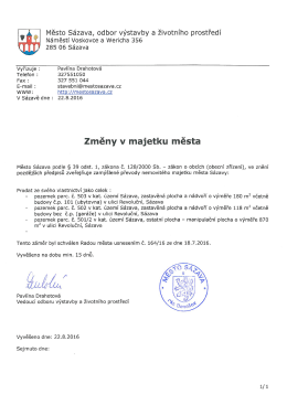 Změny v majetku města
