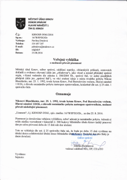 Odbor správní - Oddělení matriky, občanských průkazů