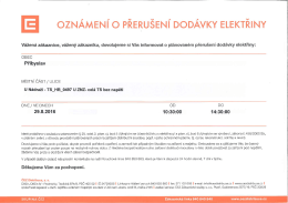 ČEZ - přerušení dodávky el. energie 29. 8. 2016 v ul. U