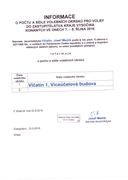 Informace o počtu a s&iacute;dle volebn&iacute;ch okrsků