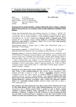 Oznámení o záměru - posuzování vlivů na ŽP
