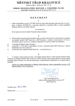 Oznámení o zpracování návrhu zadání Územního plánu Kaznějov