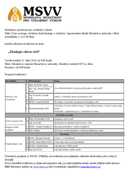 Program - Mendelova společnost pro včelařský výzkum