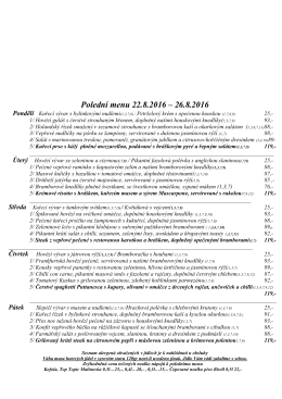 Polední menu 22.8.2016 – 26.8.2016
