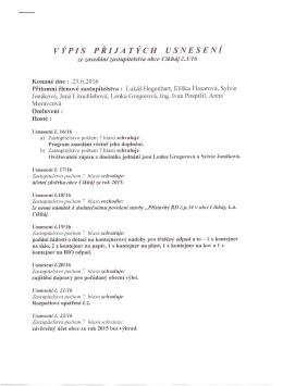 Výpis usnesení zasedání zastupitelstva 23.6.2016