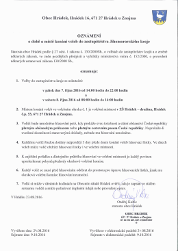 Oznámení o době a místě konání voleb do