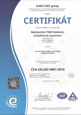 eurocert - Nemocnice TGM Hodonín, příspěvková organizace
